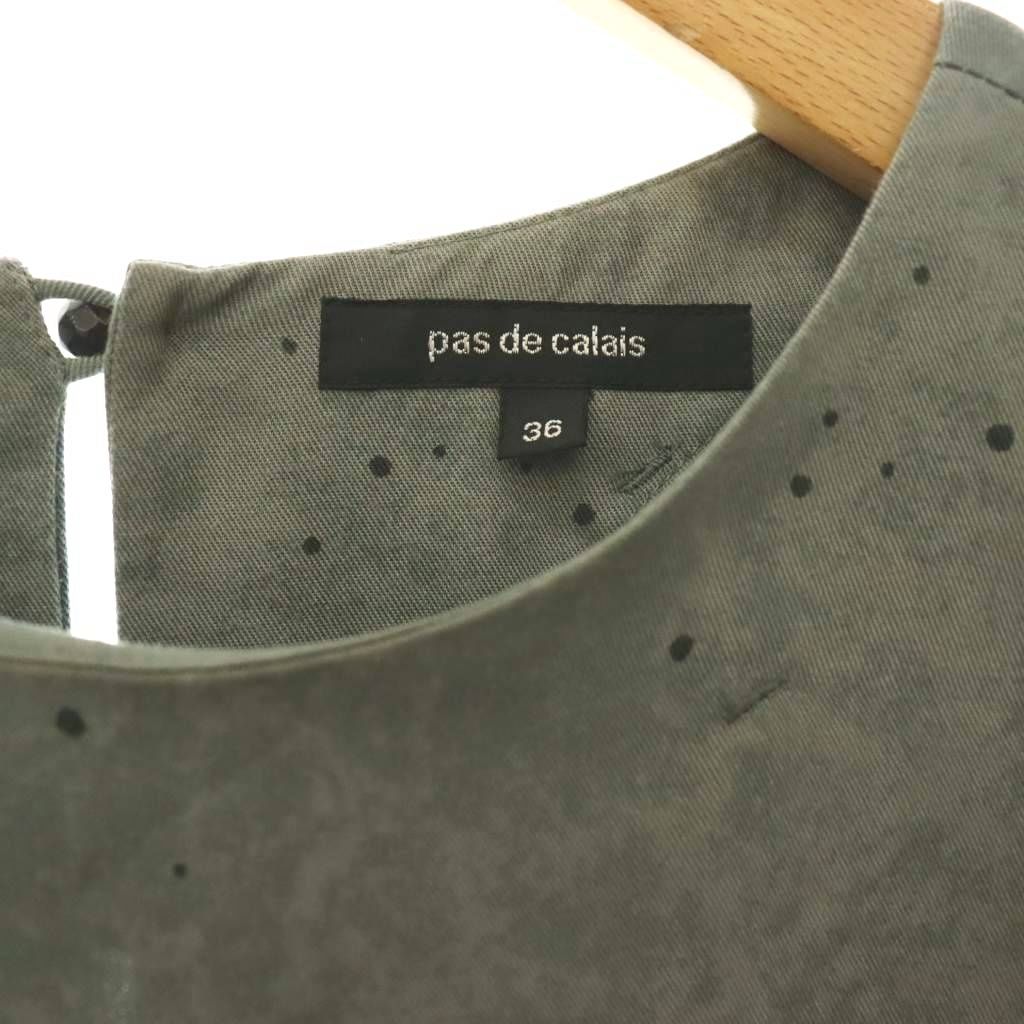 pas de calais 半袖ワンピース 36 パドカレ pas de calais 半袖 ワンピース ロング 36 グレー /HK □OS