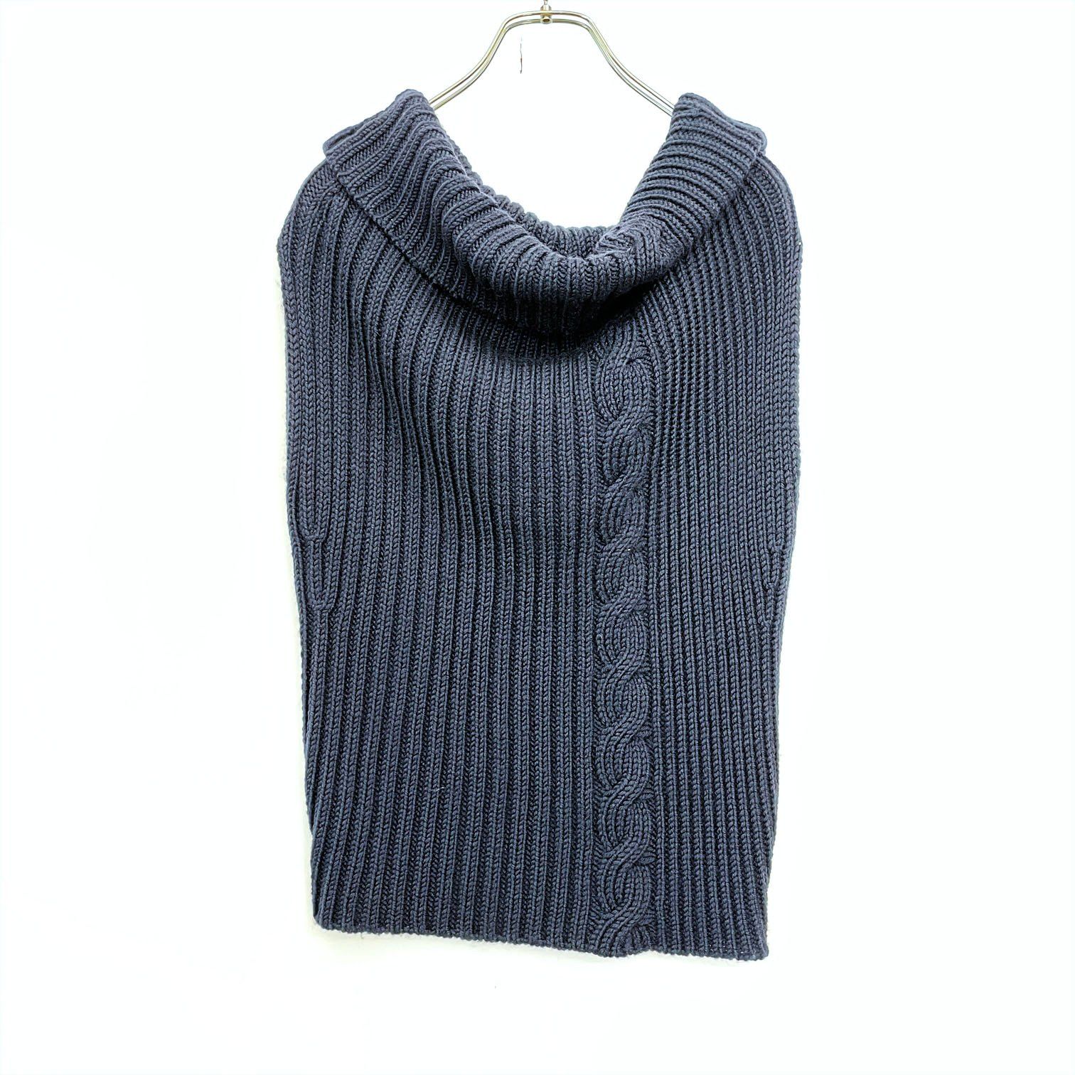 Y's Yohji Yamamoto ワイズ ヨウジヤマモト ウール ラム ケーブル編み タートルネック 変形 ドレープ ニット ベスト ノースリーブ Ks7-1