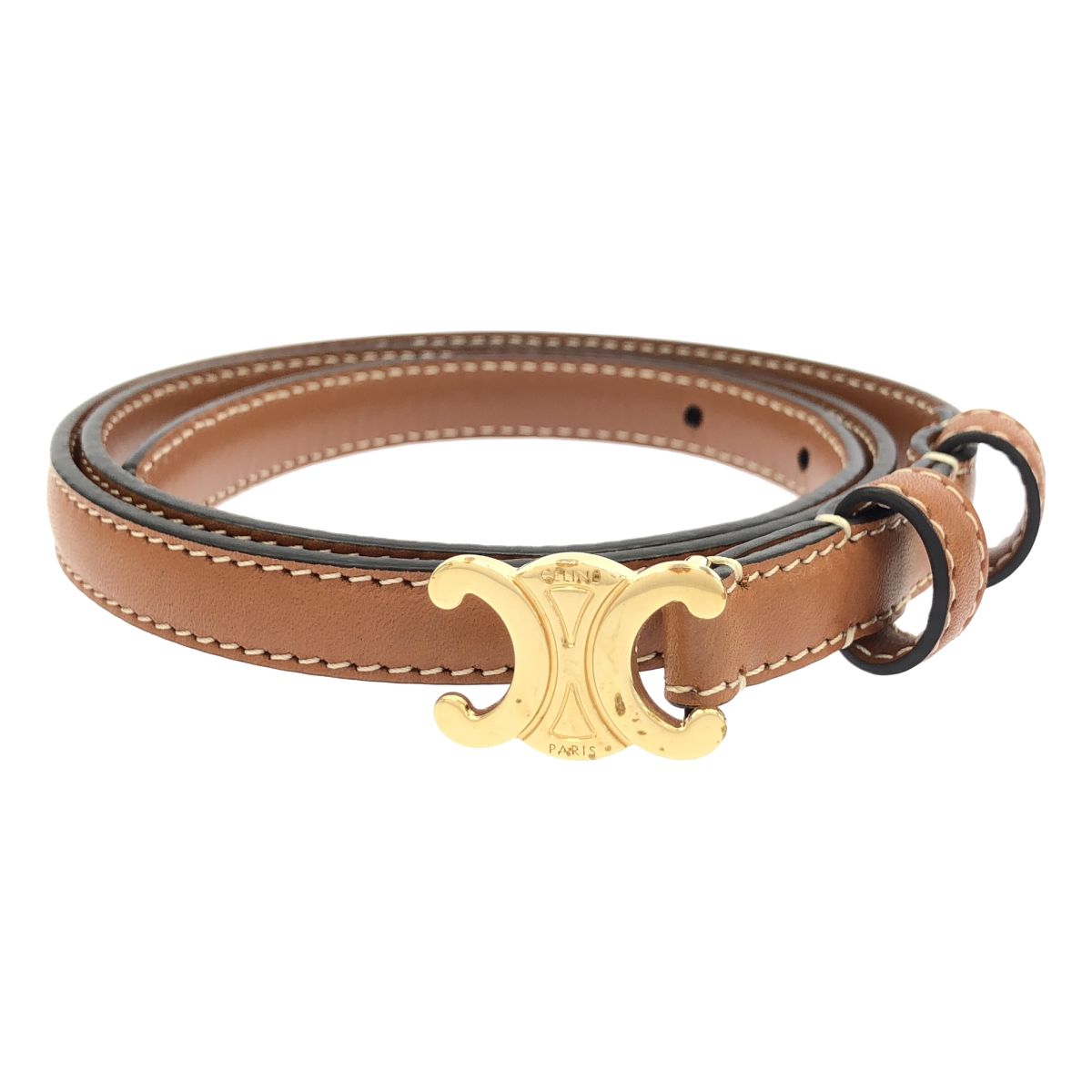 CELINE セリーヌ トリオンフレザーベルト 13mm ブラウン 70 - メルカリ