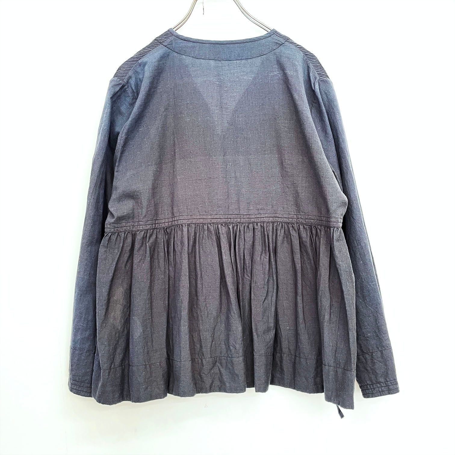 nest Robe ネスト ローブ リネン ピンタック ギャザー リボン ブラウス