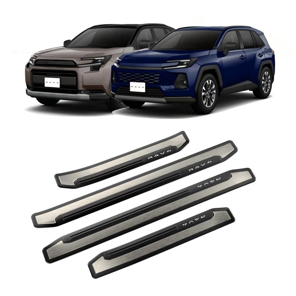トヨタ RAV4 2026年式対応 サイドステップ ドアシルプレート ステンレス製 ブラックチタン調 ヘアライン加工 傷防止 外装アクセント