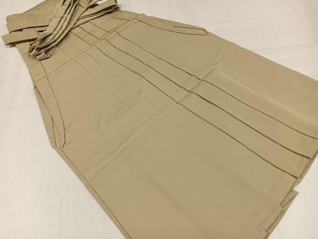 平和屋着物●男性　馬乗り袴　色無地　枯色　正絹　逸品　AABJ6218ph
