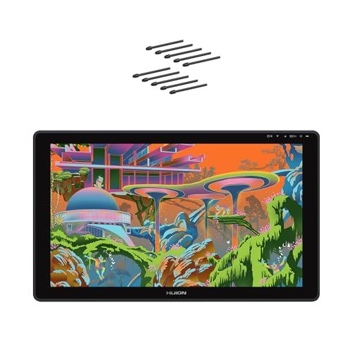 ★新品★HUION 液タブ Kamvas22 Plus 液晶ペンタブレット 21.5型 量子ドット 広色域 Android対応 ペン先の沈み込みを抑えたペンPW517 アンチグレアガラス お絵かきタブレット オンライン授業 テレワーク VESA対応 スタンド付 40,235円