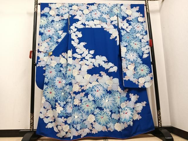 平和屋着物●豪華振袖　型染め　草花文　暈し染め　正絹　逸品　AABJ6231ph
