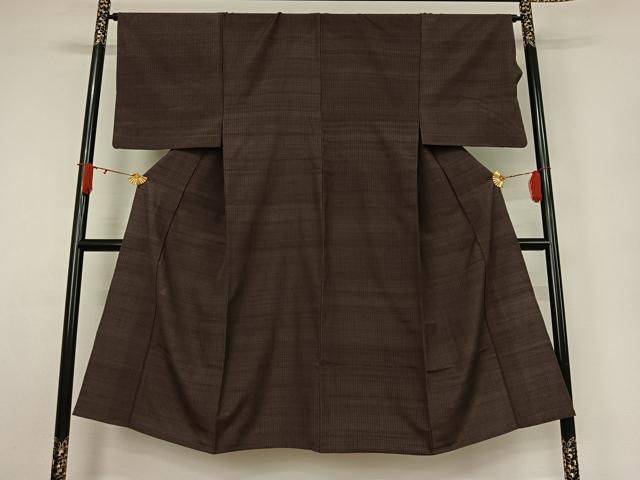 平和屋着物▽男性 単衣 葡萄鼠色 正絹 逸品 AABJ6022jh