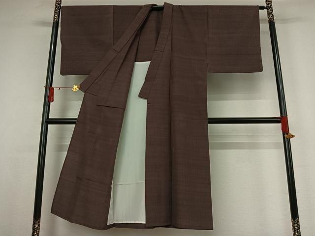 平和屋着物▽男性 単衣 葡萄鼠色 正絹 逸品 AABJ6022jh