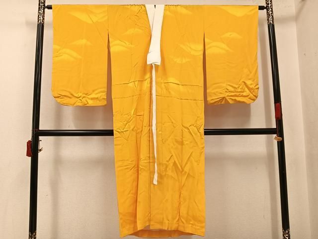 平和屋着物●長襦袢　無双仕立て　色無地　遠山地紋　山吹色　正絹　逸品　AABJ3918ph