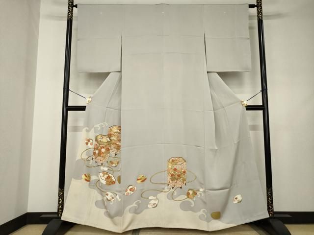 平和屋着物●京都の和装業の老舗一門　千切屋　色留袖　駒刺繍　貝桶花文　金彩　正絹　逸品　AABJ4930ck