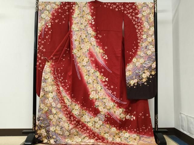 平和屋着物●豪華振袖　辻が花　絞り　暈し染め　金通し地　正絹　逸品　CABG0902yc