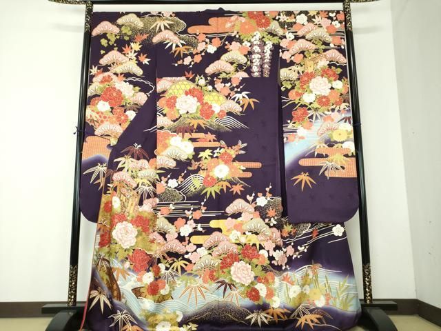 平和屋着物●極上 ブライダルファッションデザイナー・桂由美 振袖 駒刺繍 松竹梅 御所車籬花文 暈し染め 金彩 正絹 逸品 DABF7816ps 43,940円
