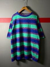 1990s HEAT Striped T-shirt L