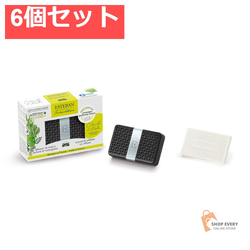 エステバン インテリアガーデンナチュール レモングラス＆ミント カーフレグランス 6個セット まとめ売り