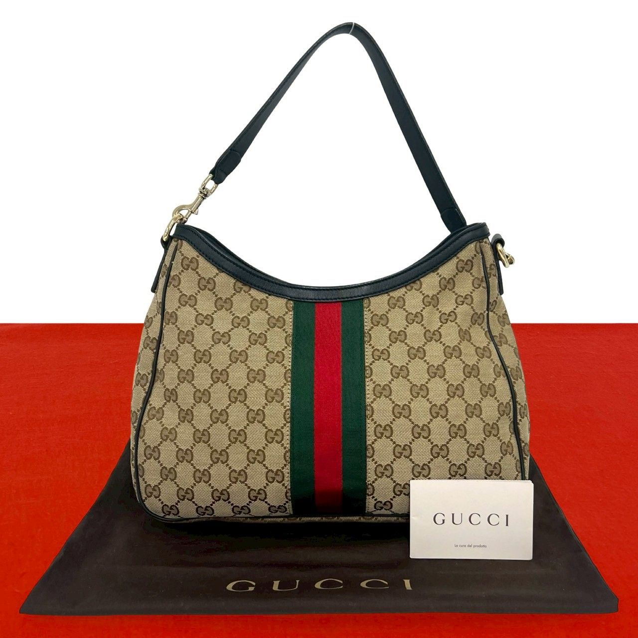 美品】GUCCI ワンショルダー GG柄 キャンバス ブラック ショルダー 