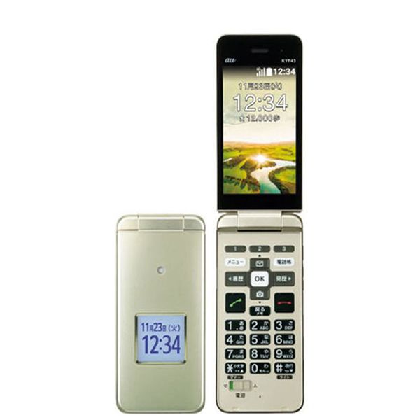 【中古】 KYF43 かんたんケータイ ライト シャンパンゴールド SIMフリー 本体 au ガラケー【送料無料】 kyf43go7mtm