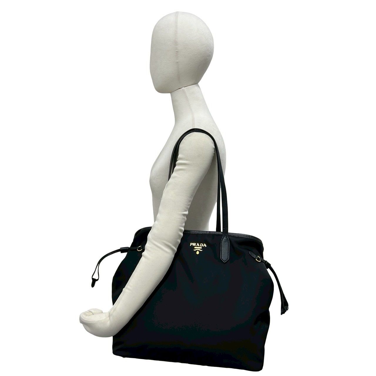 ほぼ未使用 PRADA プラダ ロゴ 金具 ナイロン レザー 本革 トート