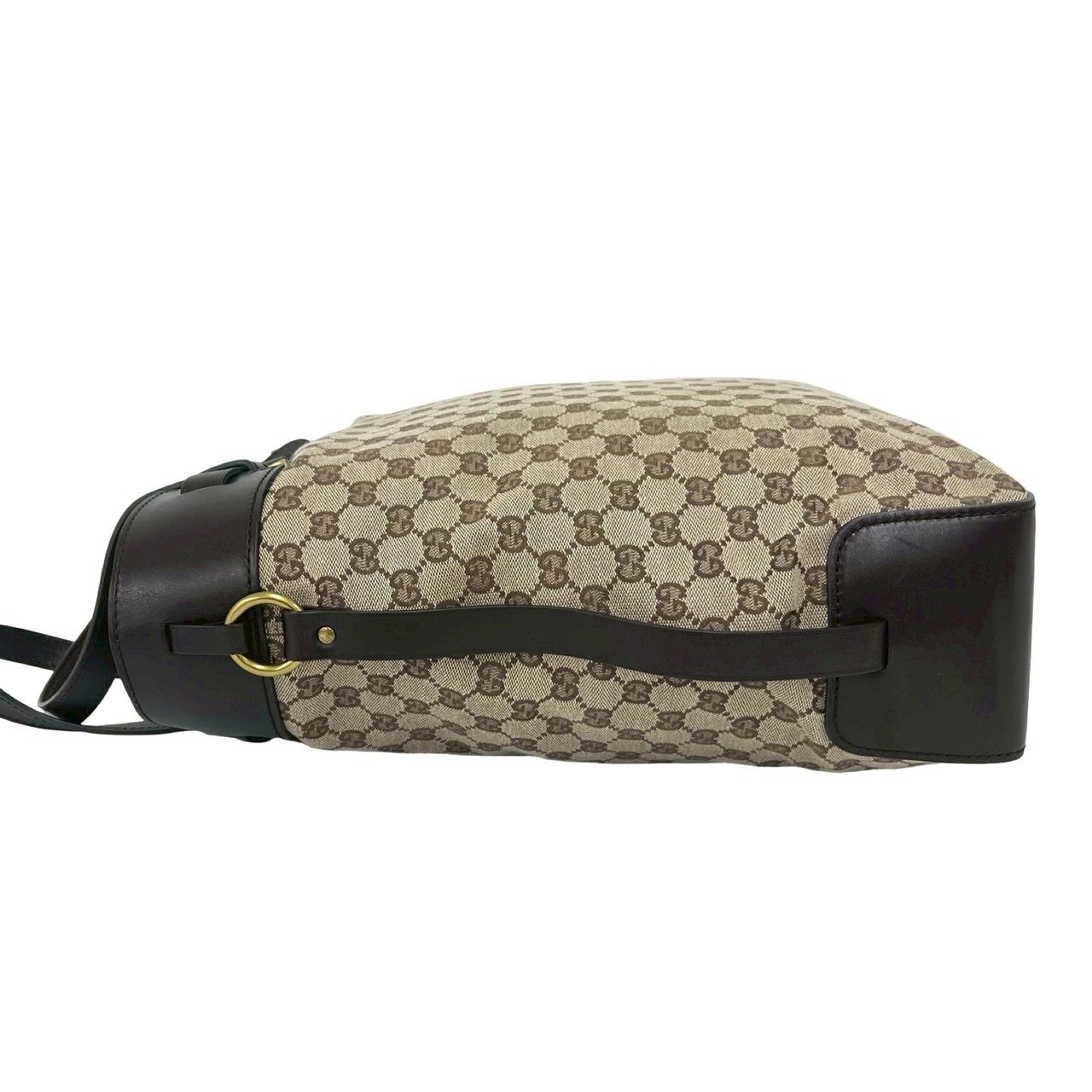 極 美品 GUCCI グッチ ロゴ 金具 GG 柄 キャンバス レザー 本革 トート