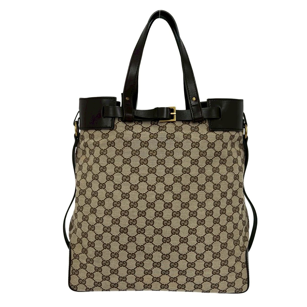 GUCCI モノグラム GGシルバー金具 ロゴ トートバッグ ショルダーバッグ 極 美品 GUCCI グッチ ロゴ 金具 GG 柄 キャンバス レザー 本革 トート