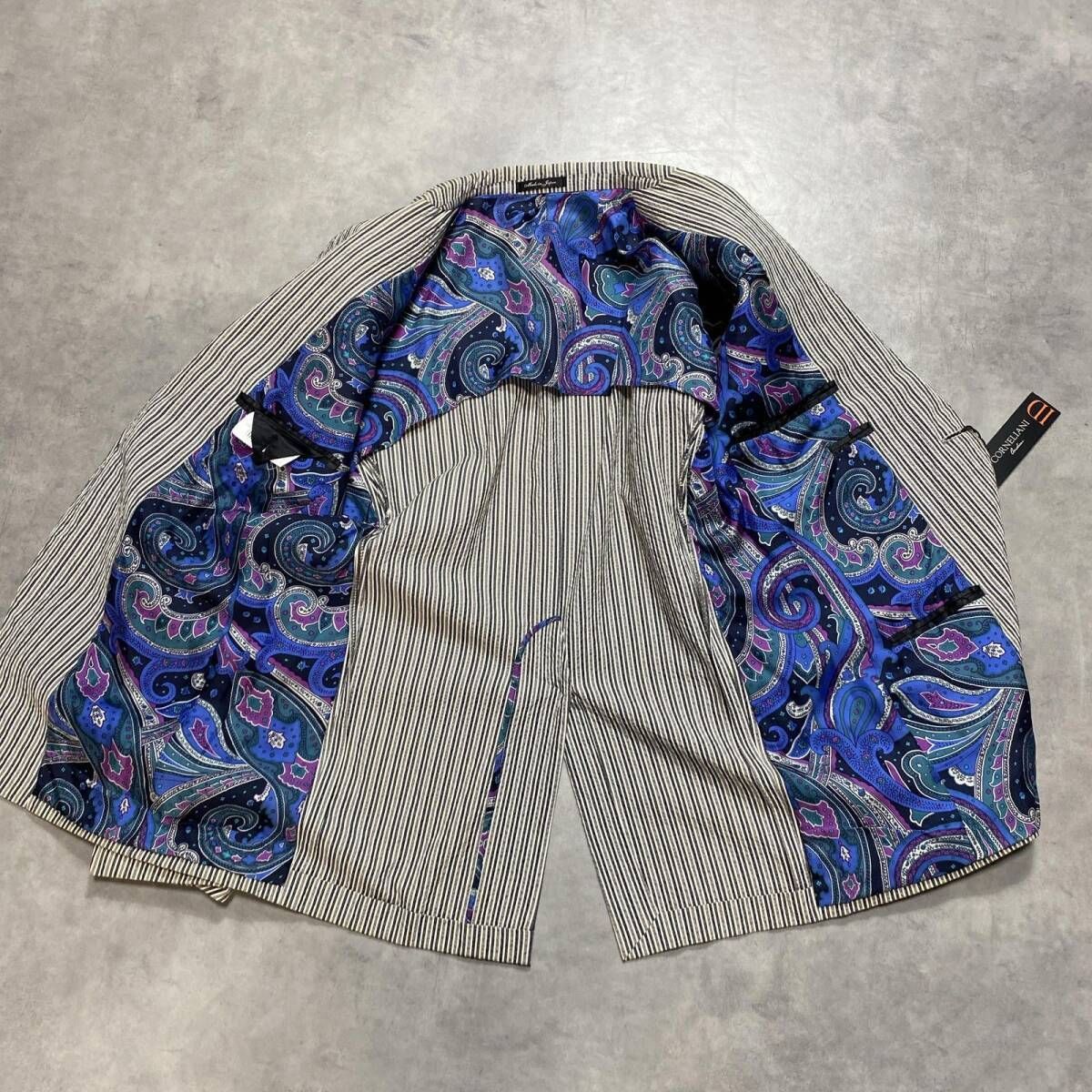 HQ306◇ETRO : 春夏用 シアサッカーテーラードジャケット◇48