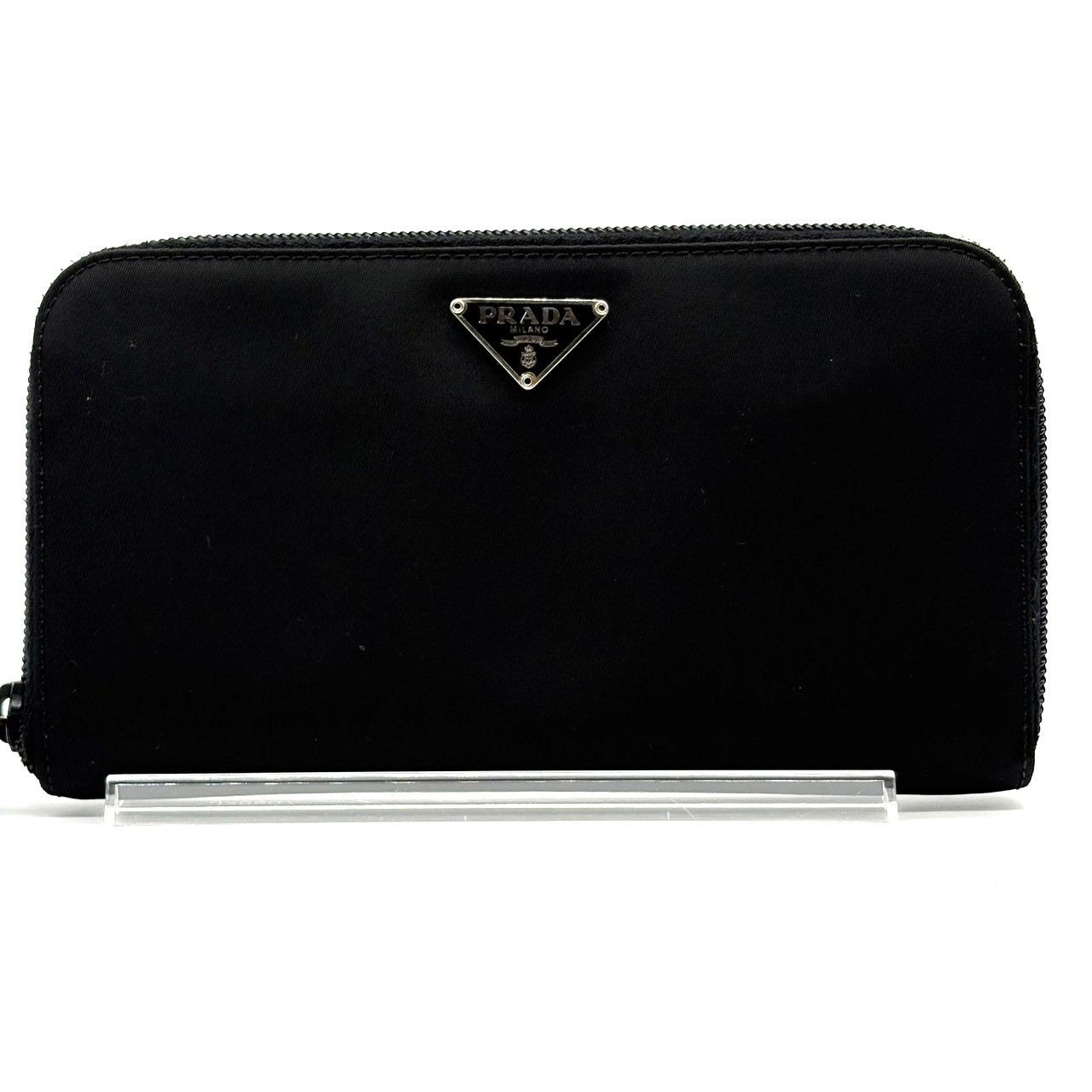 プラダ PRADA 長財布 ラウンドファスナー ナイロン ブラック 三角ロゴ