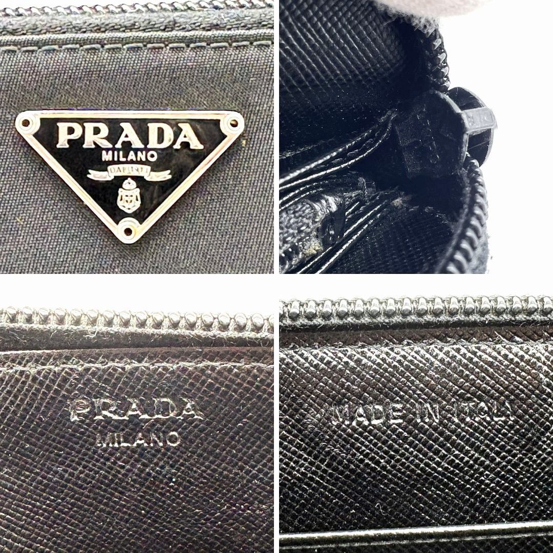 プラダ PRADA 長財布 ラウンドファスナー ナイロン ブラック 三角ロゴ