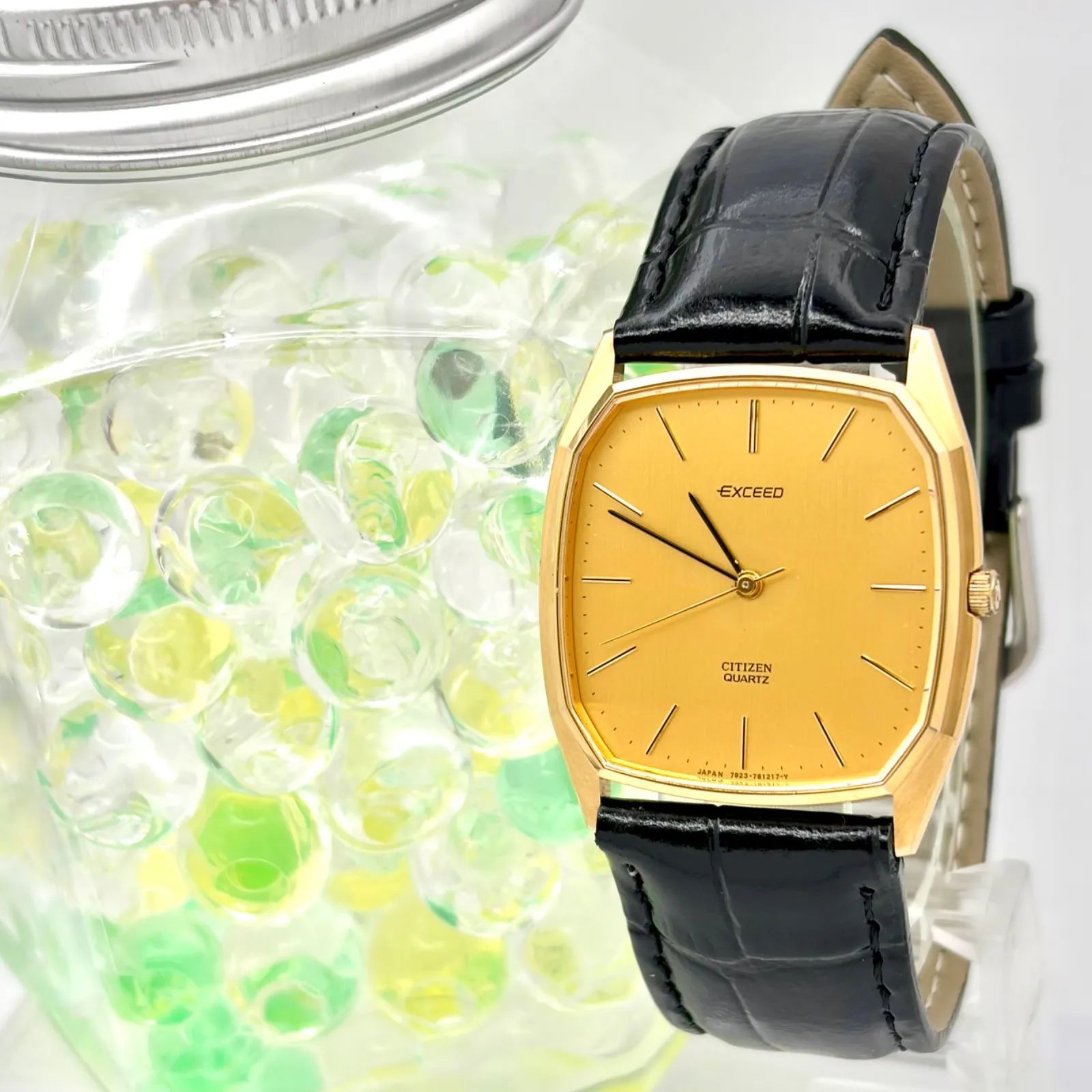 【新品電池】CITIZEN シチズン EXCEED エクシード メンズ 腕時計 ゴールド 薄型 4-798414 0100275 新品ベルト