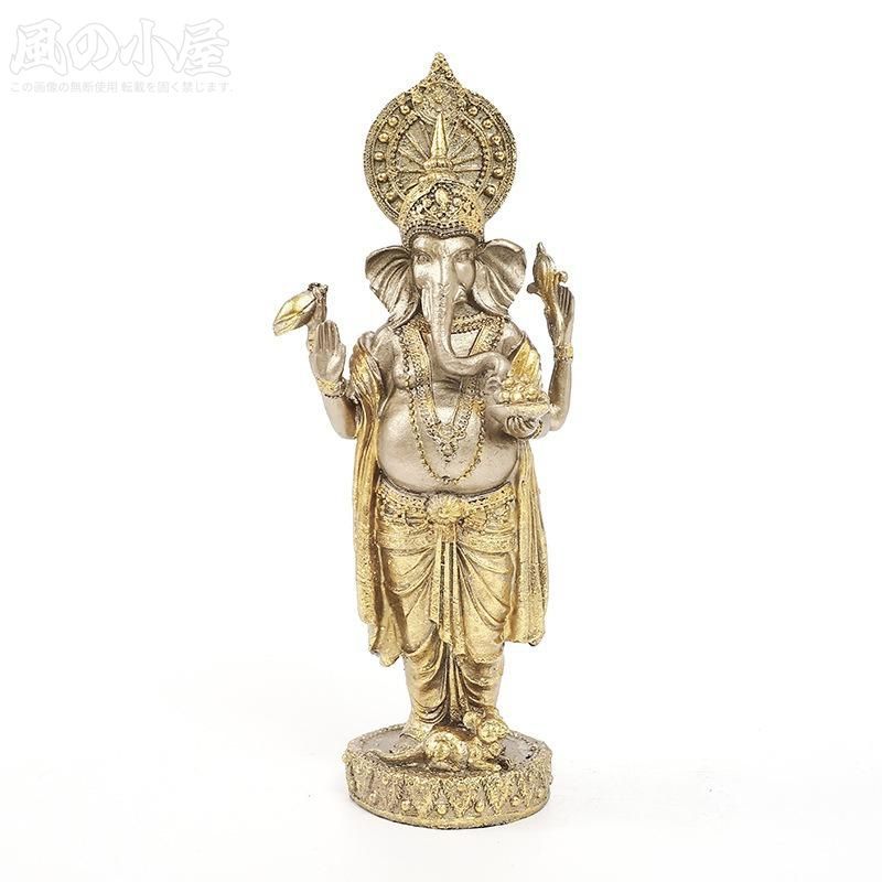 ガネーシャ 置物 オブジェ ゴールド 黄金 金 : 象 インドの神様 金色