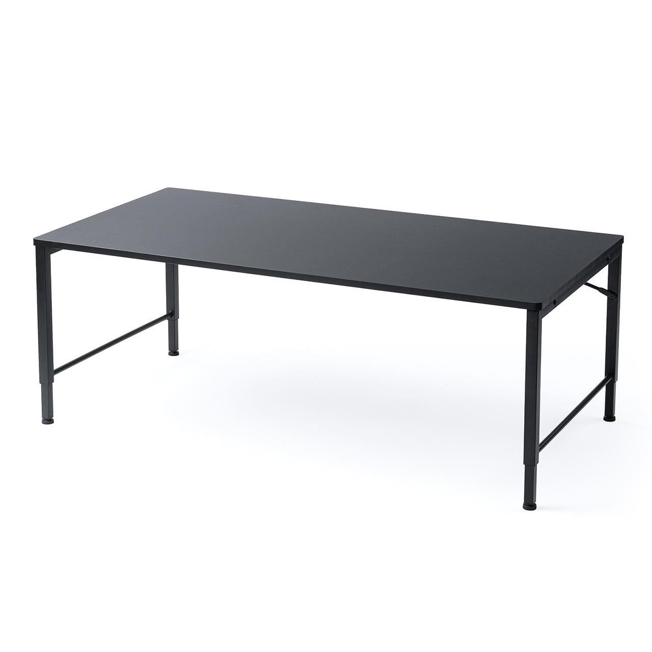 100-DESKL017BK ブラック ゲーミングデスク タップ受け付き モニターアーム対応 幅120×奥行60×高さ38cm/41cm/44cm/47cm/50cm ローデスク サンワダイレクト