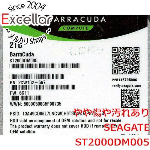 [bn:11] SEAGATE HDD　ST2000DM005　2TB SATA600 5400　5000～6000時間以内 5,978円