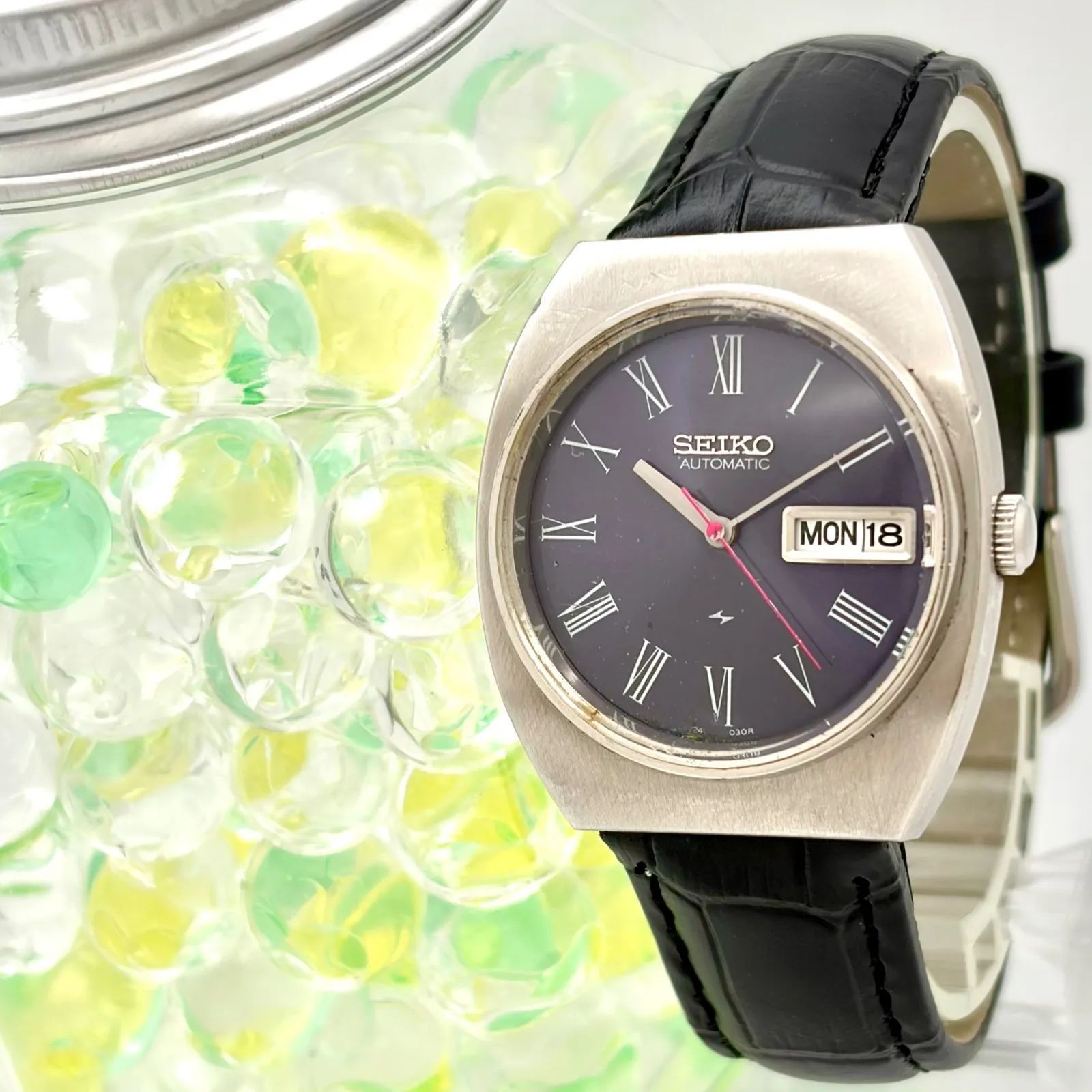稼働】SEIKO セイコー 機械式 自動巻き メンズ ローマン パープル 