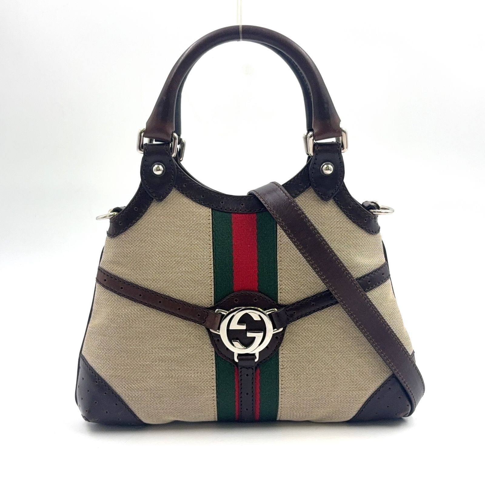 新着】GUCCI インターロッキングG 2WAYショルダー レザー、キャンバス