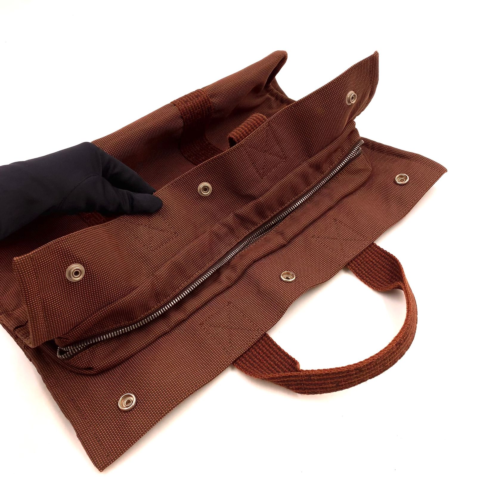 新着】HERMES エールラインMM ナイロンキャンバス ブラウン トート