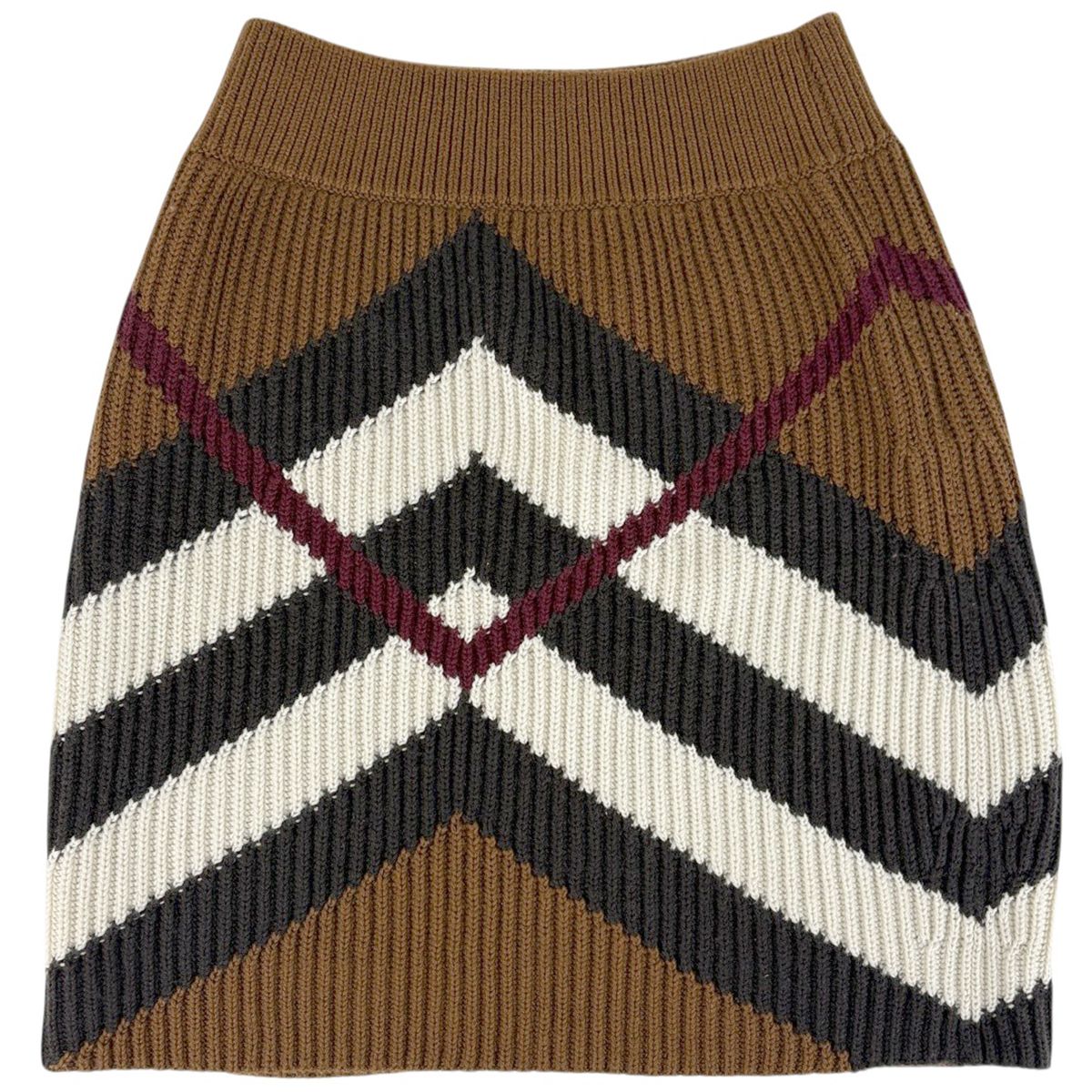 バーバリー BURBERRY ニット スカート ボトムス カシミヤ ブラウン ブラック ホワイト レディース 【中古】