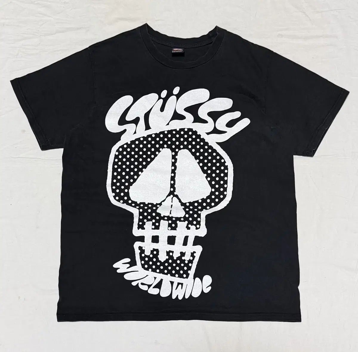 00s オールド STUSSY ステューシー スカル ドット Tシャツ ブラック