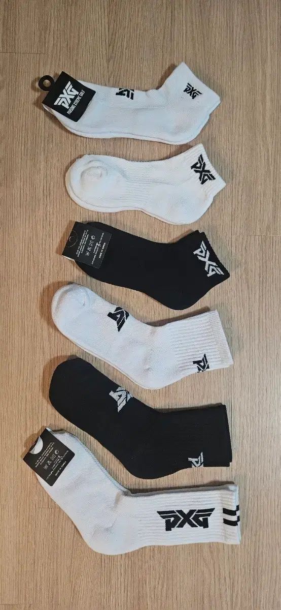 PXG ゴルフ 靴下 6足 セット (ブラック/白)