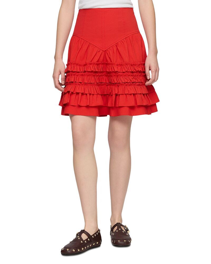 ガニー レディース ボトムスカート ミニ コットン GANNI Stretch Cotton Mini Skirt Goji Berry