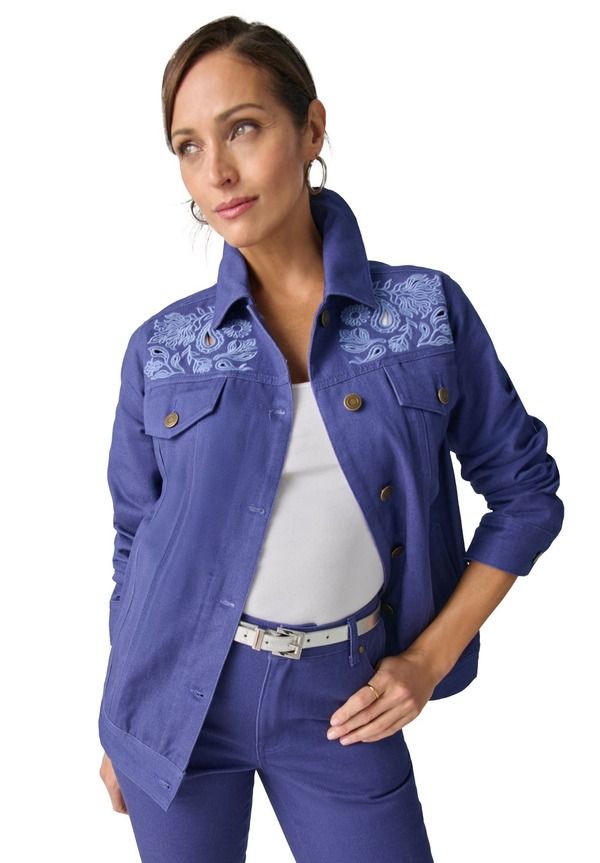 ジェシカロンドン レディース ボトムス デニムパンツ プラスサイズ コットン ジャケット Jessica London Classicotton Denim Jacket Plus Regular D