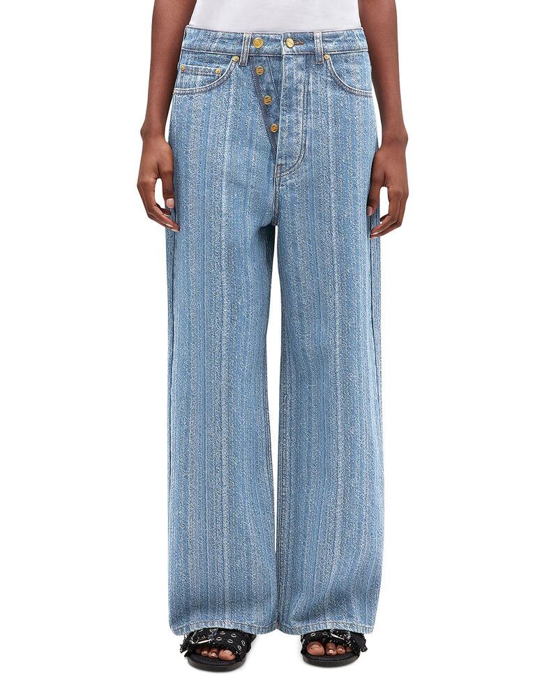 ガニー レディース ボトムス デニムパンツ ジーンズ GANNI Striped Baggy Jeans in Mid Blue Stone Mid Blue Stone ブルー