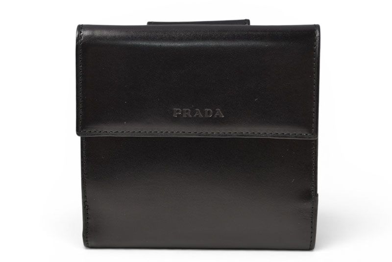 プラダ 財布/三つ折り PRADA 折財布 M512 ヴィンテージ NERO/ブラック【中古】