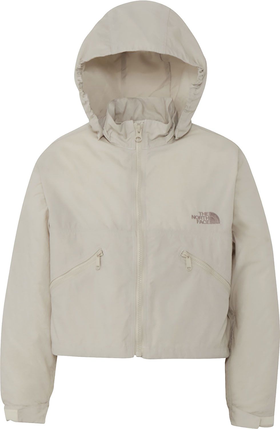 ザ・ノース・フェイス THE NORTH FACE アウトドア ショートコンパクトジャケット ガールズ 上着 アウター ショート丈 撥水加工 ウインドブレーカー フード取り外し可能 NPG72611 FI フォッシルアイボリー