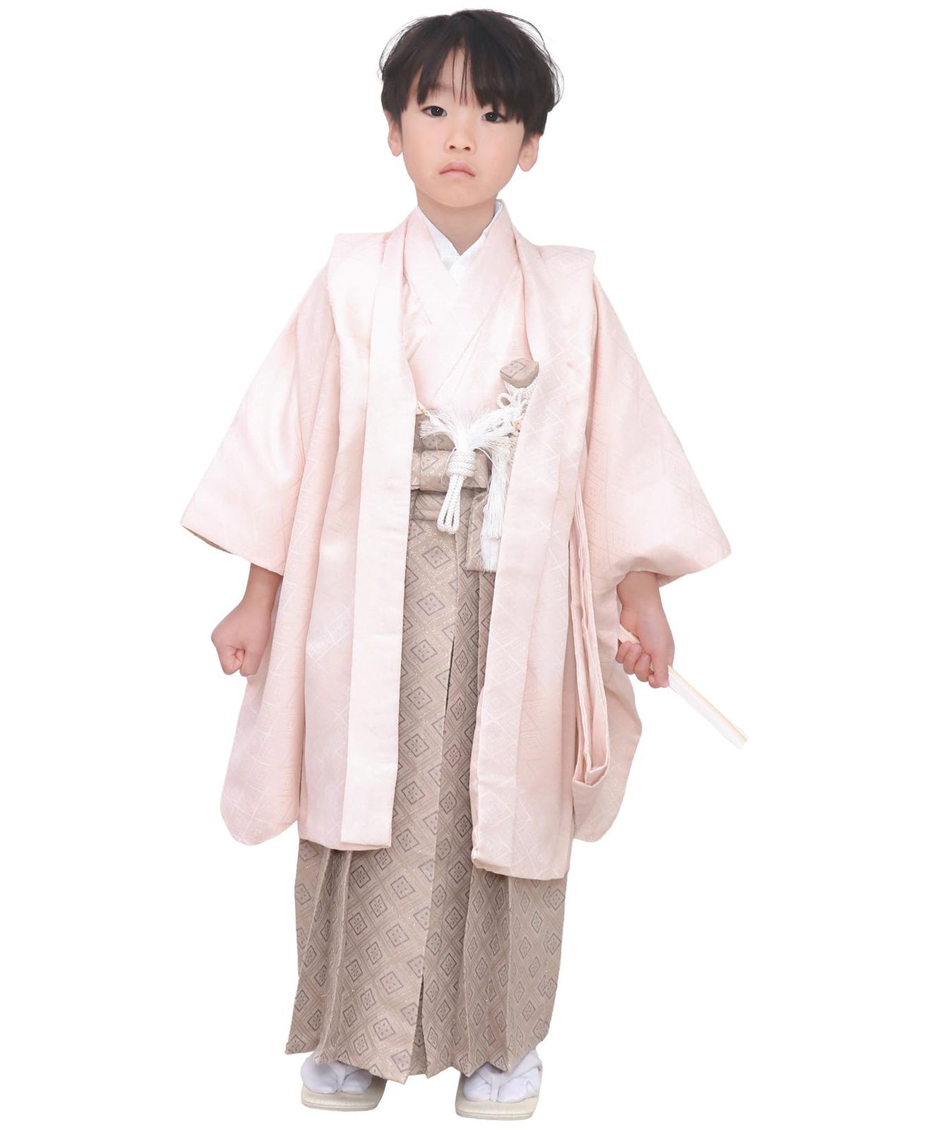 [KYOETSU] [キョウエツ] 七五三 5歳 男の子 着物 セット 羽織 袴 フルセット 753 くすみ (5.アプリコット, 5歳サイズ)