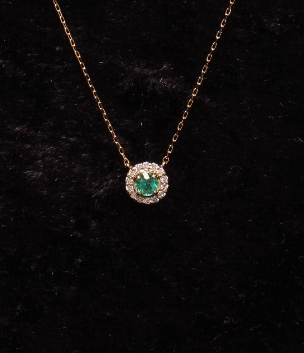 美品 ヴァンドームアオヤマ ネックレス K18 エメラルド ダイヤ 0,04ct レディース VENDOME AOYAMA