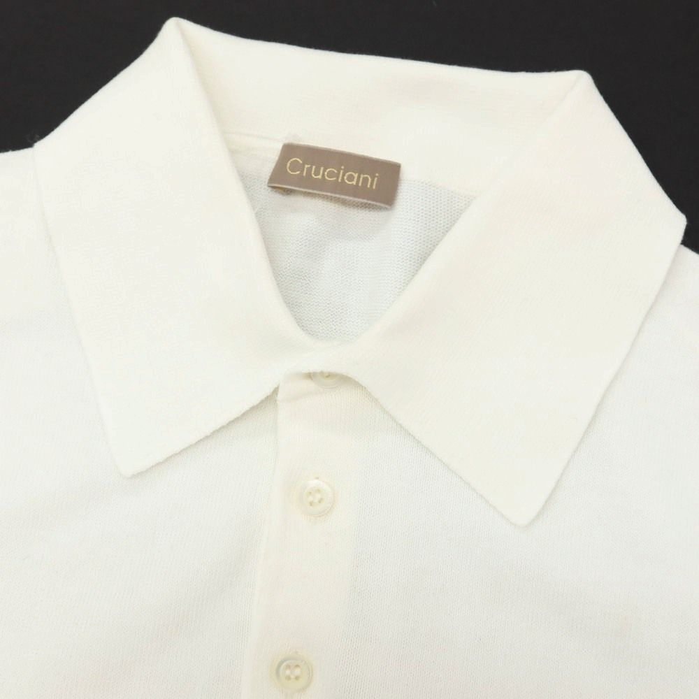 中古】クルチアーニ CRUCIANI コットン 半袖 ポロニット ホワイト