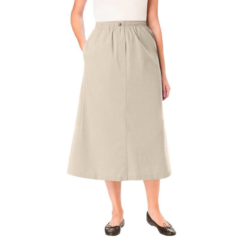 ウーマン ウィズイン レディース ボトムスカート プラスサイズ Woman Within Womens Plusize 7day Mockfly Skirt Natural Khaki カーキ