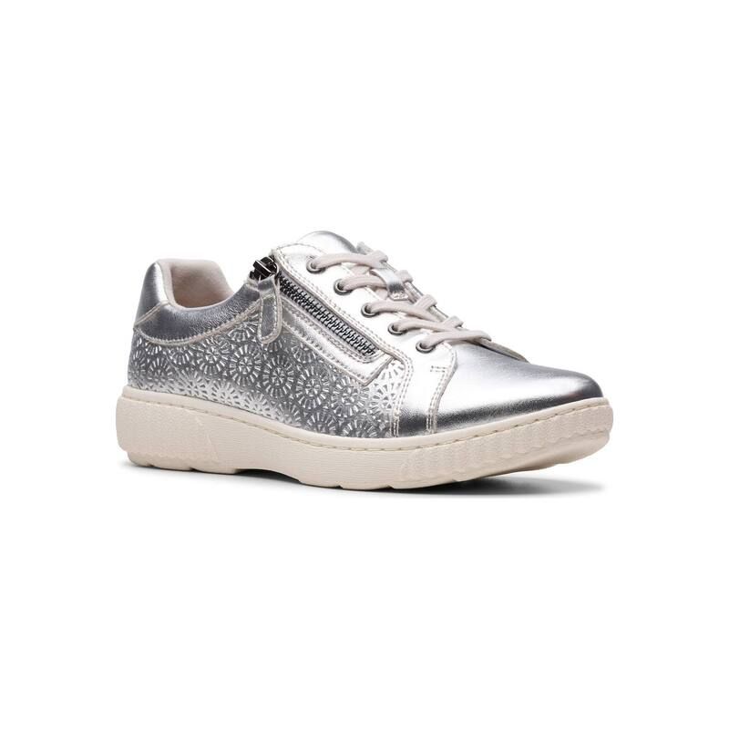 クラークス レディース シューズ スニーカー レザー Clarks Caroline Rio Womens Leather SlipOn Shoesilver Leather シルバー