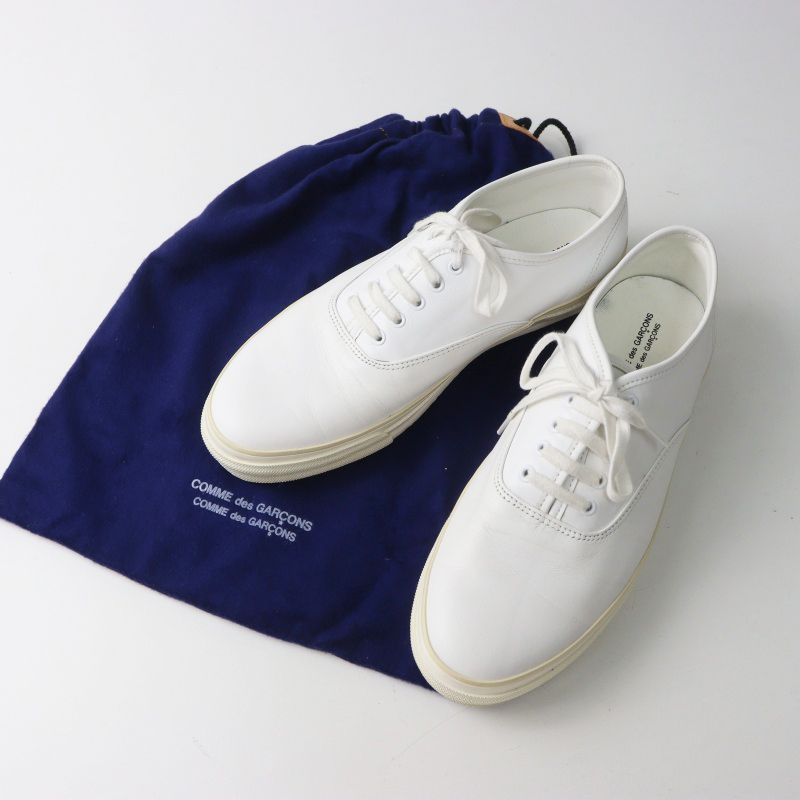 近年モデル コムコム コムデギャルソン COMME des GARCONS スピングル SPINGLE ホワイトレザー スニーカー 24cm／【2400015059082】