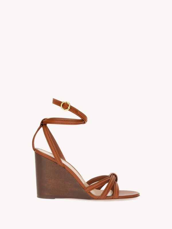 ジャンヴィト ロッシ レディース シューズ スニーカー サンダル Gianvito Rossi Rabat Wedge Sandal Women Brown Calf Leather ブラウン