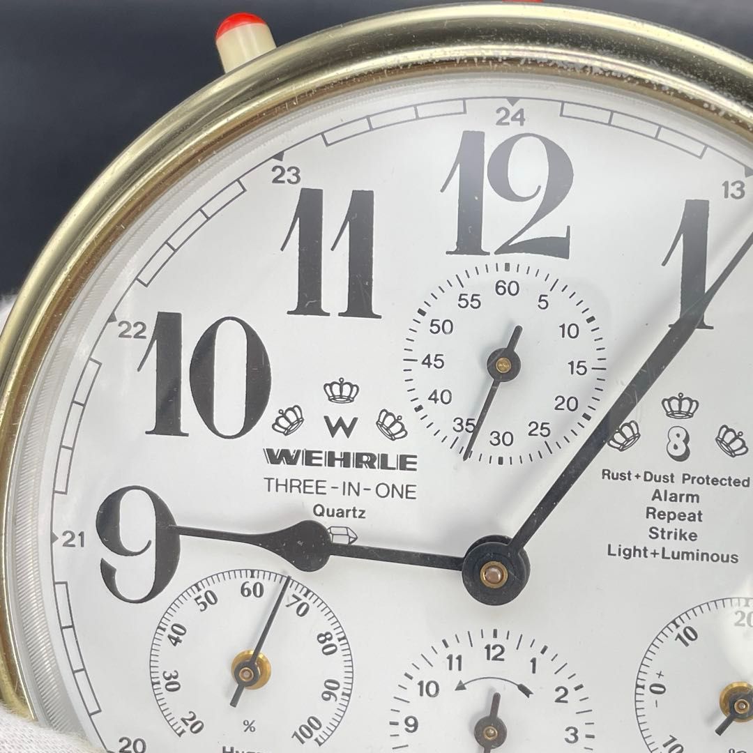 WEHRLE 3in1 目覚まし時計 QZクォーツ 電池式 ウェラ THREE-IN-ONE