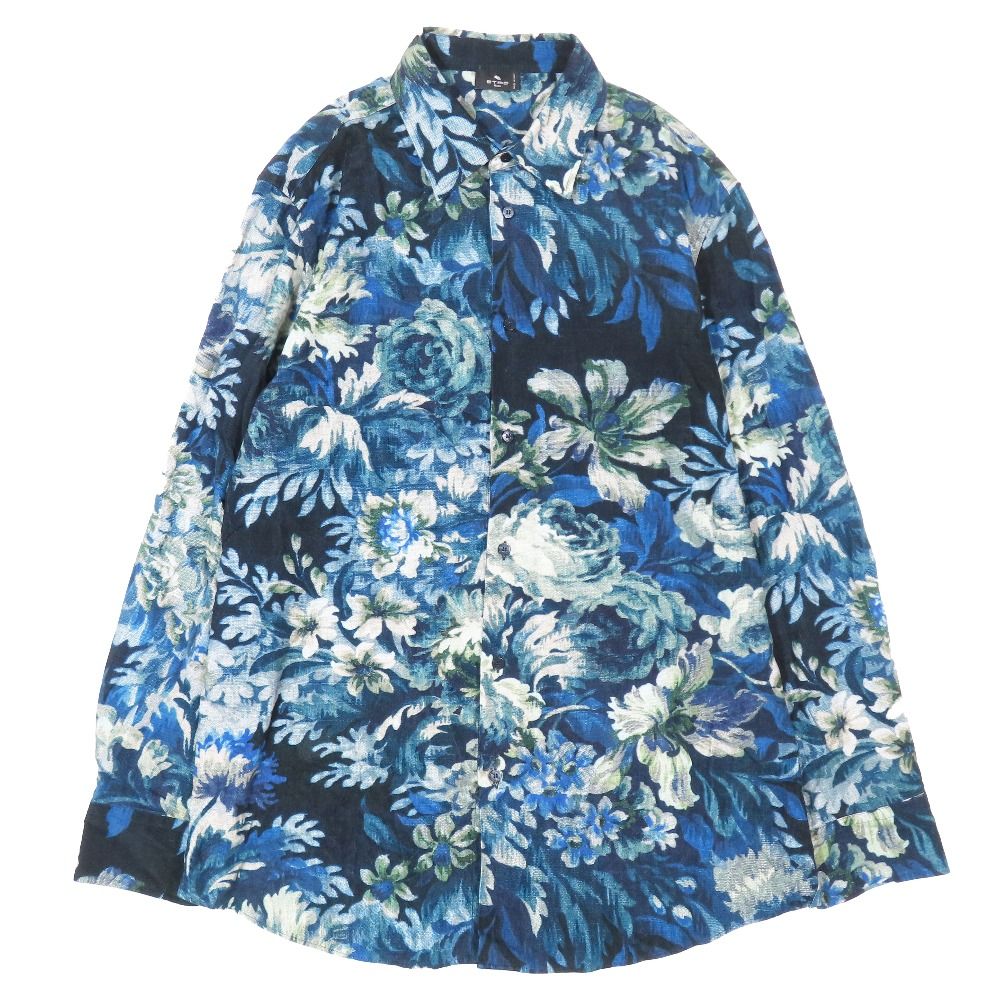 美品 ETRO エトロ 23aw 花柄 コットン ロングシャツ カジュアルシャツ フラワー ブラウス 長袖 M ブルー メンズ 古着 中古 USED 美品 ETRO エトロ 23aw 花柄 コットン ロングシャツ カジュアルシャツ