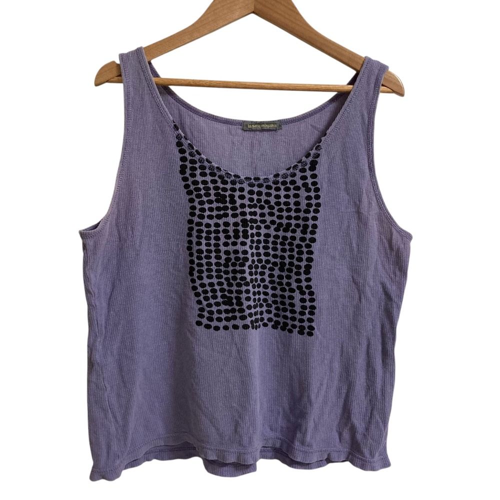 ISSEY MIYAKE イッセイミヤケ 80'S 筆タグ ドットプリント タンクトップ カットソー MY12376 サイズ9 パープル レディース 古着 中古 USED 7,850円