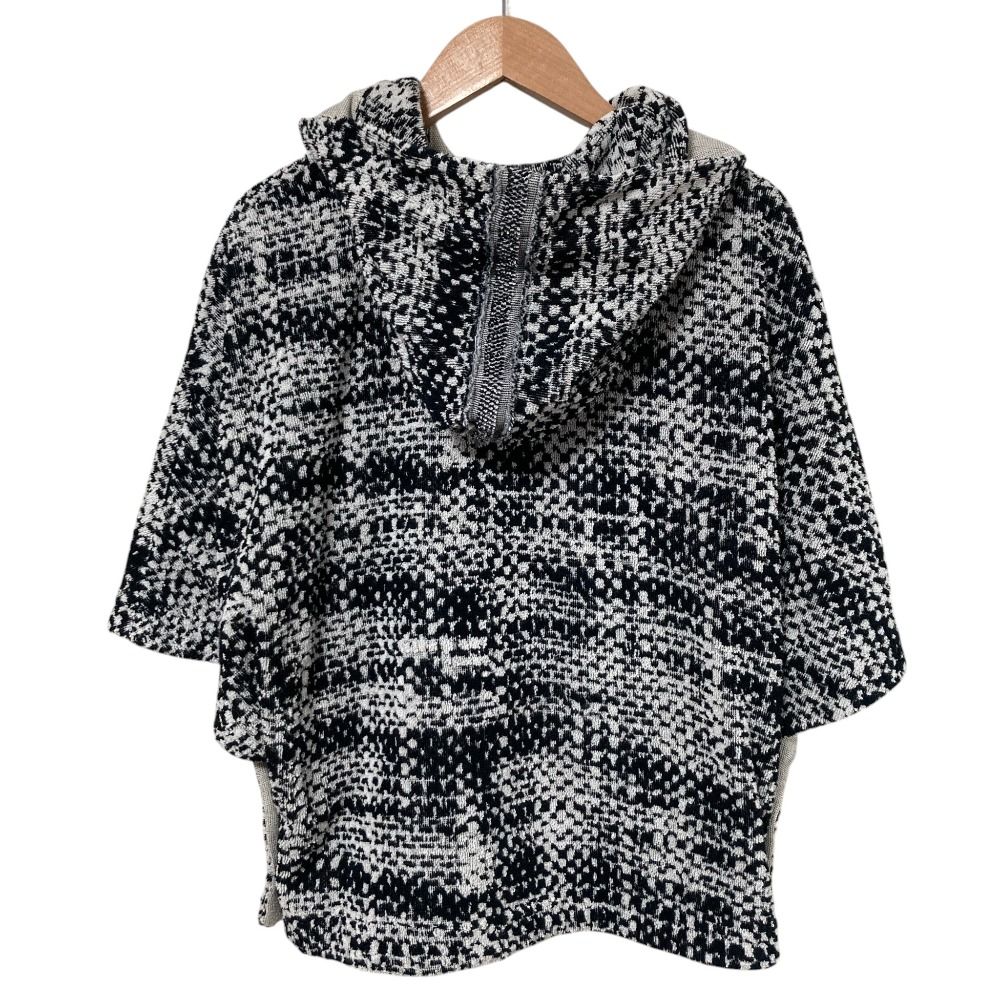 美品 CHANEL シャネル パイル地 ココマーク ポンチョ コート P53512 サイズ34/36 ブラック グレー レディース 古着 中古 USED